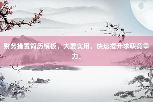 财务措置简历模板，大要实用，快速擢升求职竞争力。
